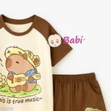  Bộ Bé Gái Tay Raplang Quần Short Hình Ca.Py (20-42kg) 