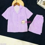  Bộ Pijama Tay Ngắn Quần Đùi Họa Tiết Caro (25-58kg) 