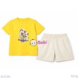  Bộ Bé Gái Tay Ngắn Quần Đùi Hình Bé Và Cún (24-52kg) 