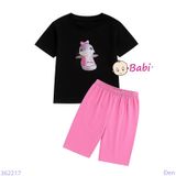  Bộ Bé Gái Quần Lửng In Hình Cá Heo Dễ Thương (23-56kg) 