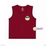  (M1) Áo Ba Lỗ Bé Trai Cotton Mát Mẻ Hè In Mặt Cười (27–65kg) 