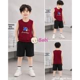  (M3) Áo Ba Lỗ Bé Trai Cotton Mát Mẻ Hè In Hình Nón (27–65kg) 