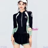  Bộ Bơi Bé Gái Tay Dài Quần Ngắn Màu Trơn (35-57kg) 