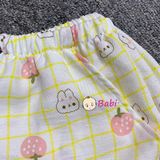  Bộ Pyjama tay ngắn quần đùi Bé Gái Hình Thỏ (30-60kg) 