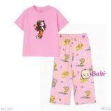  Bộ Bé Gái Tay Ngắn Quần Đũi Họa Tiết Bé Hoa Cam (20-46kg) 