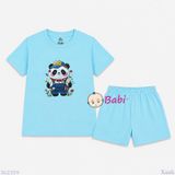  (H3) Bộ Bé Gái Tay Ngắn Quần Đùi In Hình Gấu (30-55kg) 