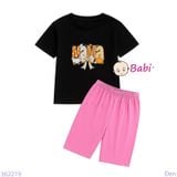  Bộ Bé Gái Quần Lửng In Chữ Đơn Giản (23-56kg) 
