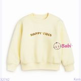  Áo Thun Tay Dài Form Rộng Happy Vibes Cho Bé  (17kg-75kg) 