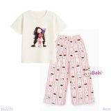  Bộ Bé Gái Tay Ngắn Quần Đũi Họa Tiết Mèo Hồng (20-72kg) 