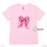  (H4) Áo Thun Baby Tee Mẹ Và Bé In Nơ Hồng (30-68Kg) 