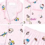  (hồng) Set Bộ Pyjama Mẹ Bé Tay Ngắn Quần Đùi (30-58kg) 