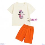  Bộ Bé Gái Quần Lửng In Hình Cá Heo Dễ Thương (23-56kg) 