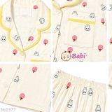  (vàng) Set Bộ Pyjama Mẹ Bé Tay Ngắn Quần Đùi (30-58kg) 