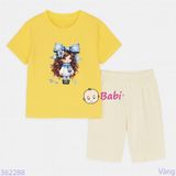  Bộ Bé Gái Tay Ngắn Quần Lửng Bé Nơ Xanh (20-55kg) 