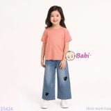 Quần Jeans Suông Dài Thêu Tim Cho Mẹ Và Bé (28kg - 50kg) 