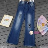  Quần Jean Dài Ống Loe Wax Rách Sành Điệu Cho Bé Gái Size Đại (6 - 11 tuổi) 