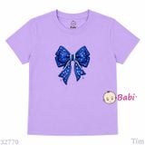  (H3) Áo Thun Trơn Baby Tee Mẹ Và Bé In Nơ Xanh (30-68Kg) 
