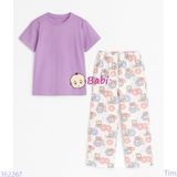  Bộ Tay Ngắn Quần Suông Dài Bé Gái  Màu Trơn  (56-72kg) 