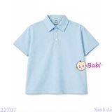  Áo Thun Cổ Trụ Bé Trai Bé Gái Tay Ngắn Màu Trơn (30-75kg) 