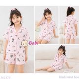  (hồng) Set Bộ Pyjama Mẹ Bé Tay Ngắn Quần Đùi (30-58kg) 