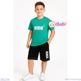  Bộ Tay Ngắn Quần Lửng  Bé Trai In Chữ Đơn Giản (23-53kg) 