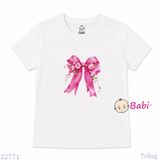  (H4) Áo Thun Baby Tee Mẹ Và Bé In Nơ Hồng (30-68Kg) 