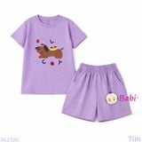  Bộ Bé Gái Tay Ngắn Quần Đùi In Chú Cún (20-55kg) 