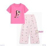  Bộ Bé Gái Tay Ngắn Quần Đũi Họa Tiết Nơ Hồng (20-72kg) 
