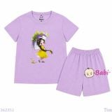  Bộ Thun Mát Bé Gái Hoa Tím Mùa Hè Size 20-55kg 