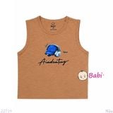  (M3) Áo Ba Lỗ Bé Trai Cotton Mát Mẻ Hè In Hình Nón (27–65kg) 