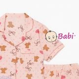  Bộ Pijama Tay Ngắn Quần Đùi Họa Tiết Gấu Bi (25-58kg) 