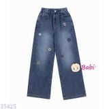  Quần Jeans Suông Dài Thêu Hoa Cho Mẹ Bé (40kg-50kg) 