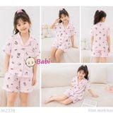  (hồng) Set Bộ Pyjama Mẹ Bé Tay Ngắn Quần Đùi (30-58kg) 