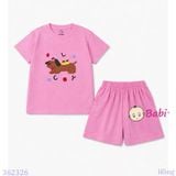  Bộ Bé Gái Tay Ngắn Quần Đùi In Chú Cún (20-55kg) 