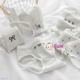  Set 6 Chip Tam Giác Họa Tiết Nơ Xám Cho Bé (40-55kg) 