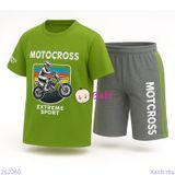  Bộ Tay Ngắn Quần Lửng In Chữ Motocross (30-60kg) 