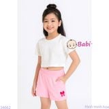  Quần Short  Màu Trơn In Nơ Cho Mẹ Và Bé (20kg - 53kg) 