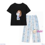  Bộ Bé Gái Tay Ngắn Quần Đũi Họa Tiết Trà Sữa (31-46kg) 