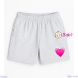  Quần Short Màu Trơn In Tim Cho Mẹ Và Bé (20kg - 53kg) 