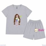  Bộ Thun Mát Bé Gái In Hoa Xanh Mùa Hè Size 20-55kg 