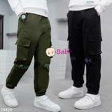  Quần Kaki Túi Hộp Trẻ Em Màu Trơn Sành Điệu (32-48kg) 