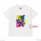  (H3) Áo Thun Bé Gái Cotton In Chữ Good Day Mặc Mát Mùa Hè (33-70Kg) 