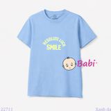  Áo Thun Bé Trai Bé Gái Tay Ngắn Chữ Smile (23-62kg) 