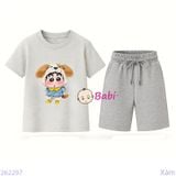  Bộ Thun Bé Trai Tay Ngắn Quần Ngắn Hình Bé Shin Cute (23kg - 62kg) 
