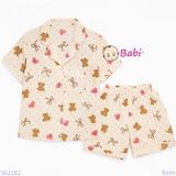  Bộ Pijama Tay Ngắn Quần Đùi Họa Tiết Gấu Bi (25-58kg) 