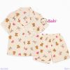  Bộ Pijama Tay Ngắn Quần Đùi Họa Tiết Gấu Bi (25-58kg) 