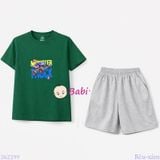  Bộ Thun Bé Trai Tay Ngắn Quần Ngắn Hình Xe (23kg - 62kg) 