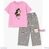  Bộ Tay Ngắn Quần Suông Dài Bé Gái Trà Sữa (20-72kg) 