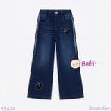  Quần Jeans Suông Dài Thêu Tim Cho Mẹ Và Bé (28kg - 50kg) 