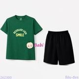  Bộ Thun Bé Trai Tay Ngắn Quần Ngắn Chữ Smile (23kg - 62kg) 